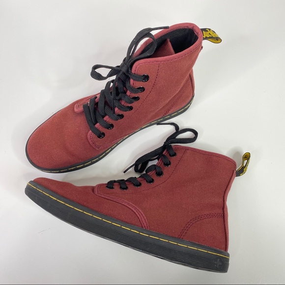 burgundy canvas doc martens